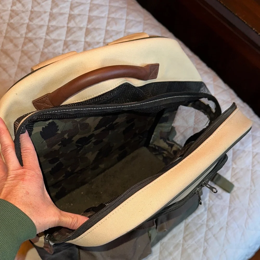 Versatile Tan and Green Pet Carrier